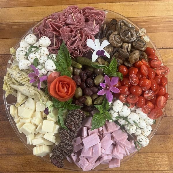 Charcuterie platter with flowers
